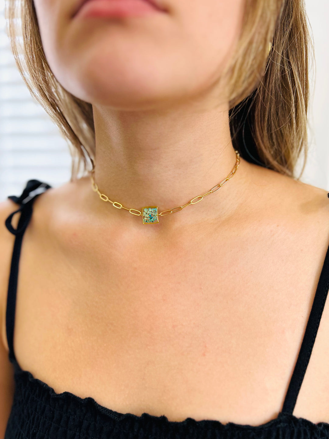 Choker | Teeny Weeny Square Blue