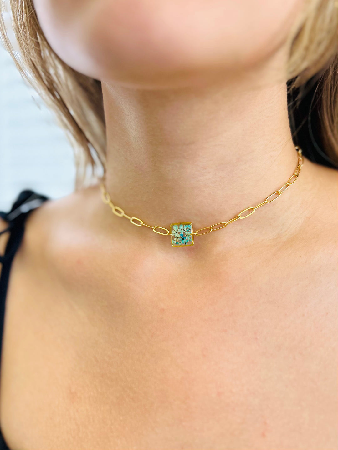 Choker | Teeny Weeny Square Blue