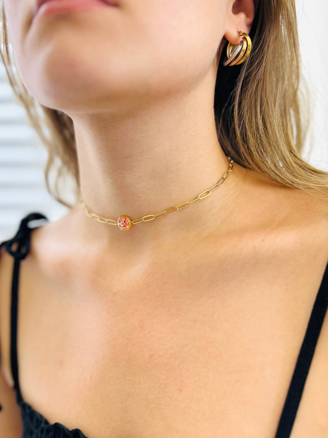 Choker | Teeny Weeny Hexagon Pink