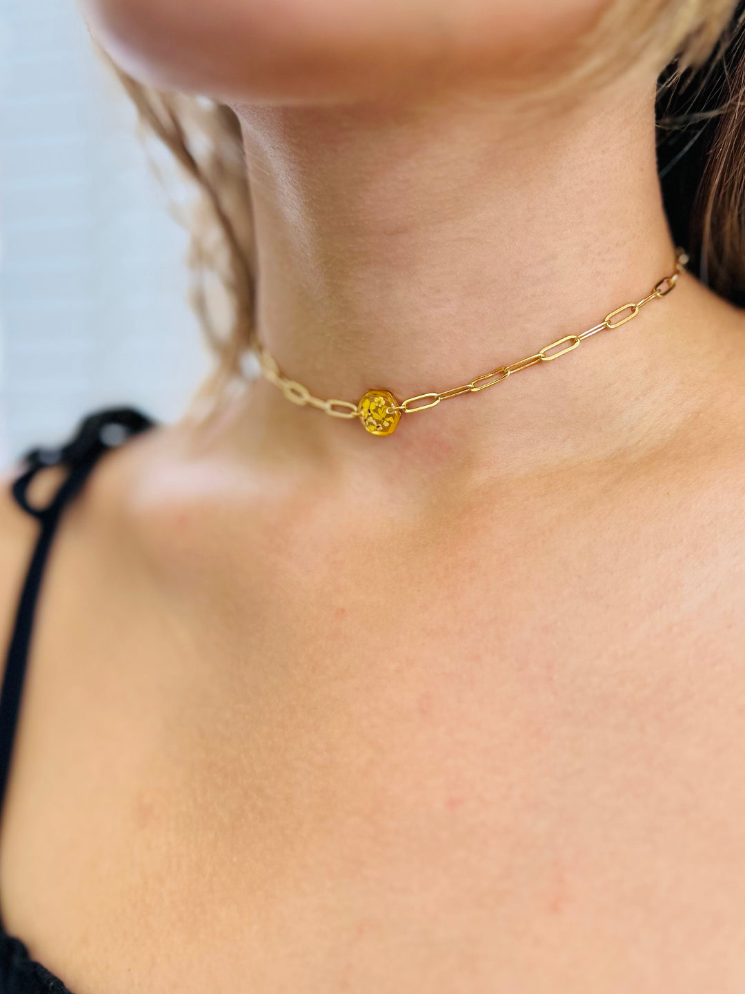 Choker | Teeny Weeny Hexagon Yellow