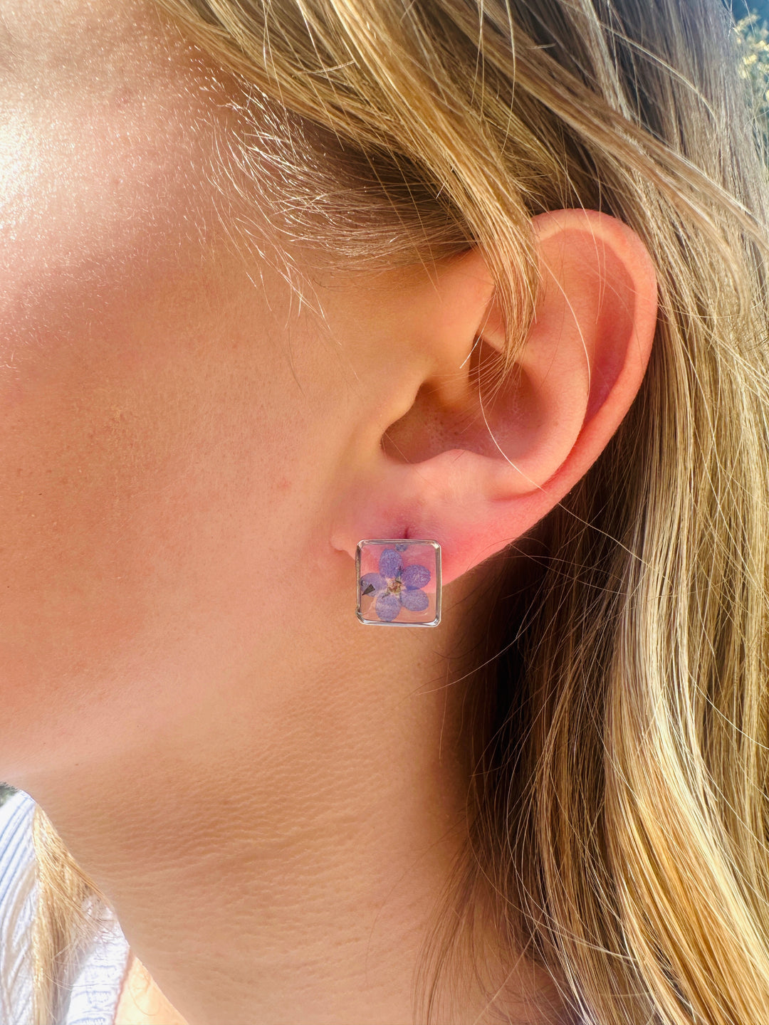 Earring | Teeny Weeny Square Blue 