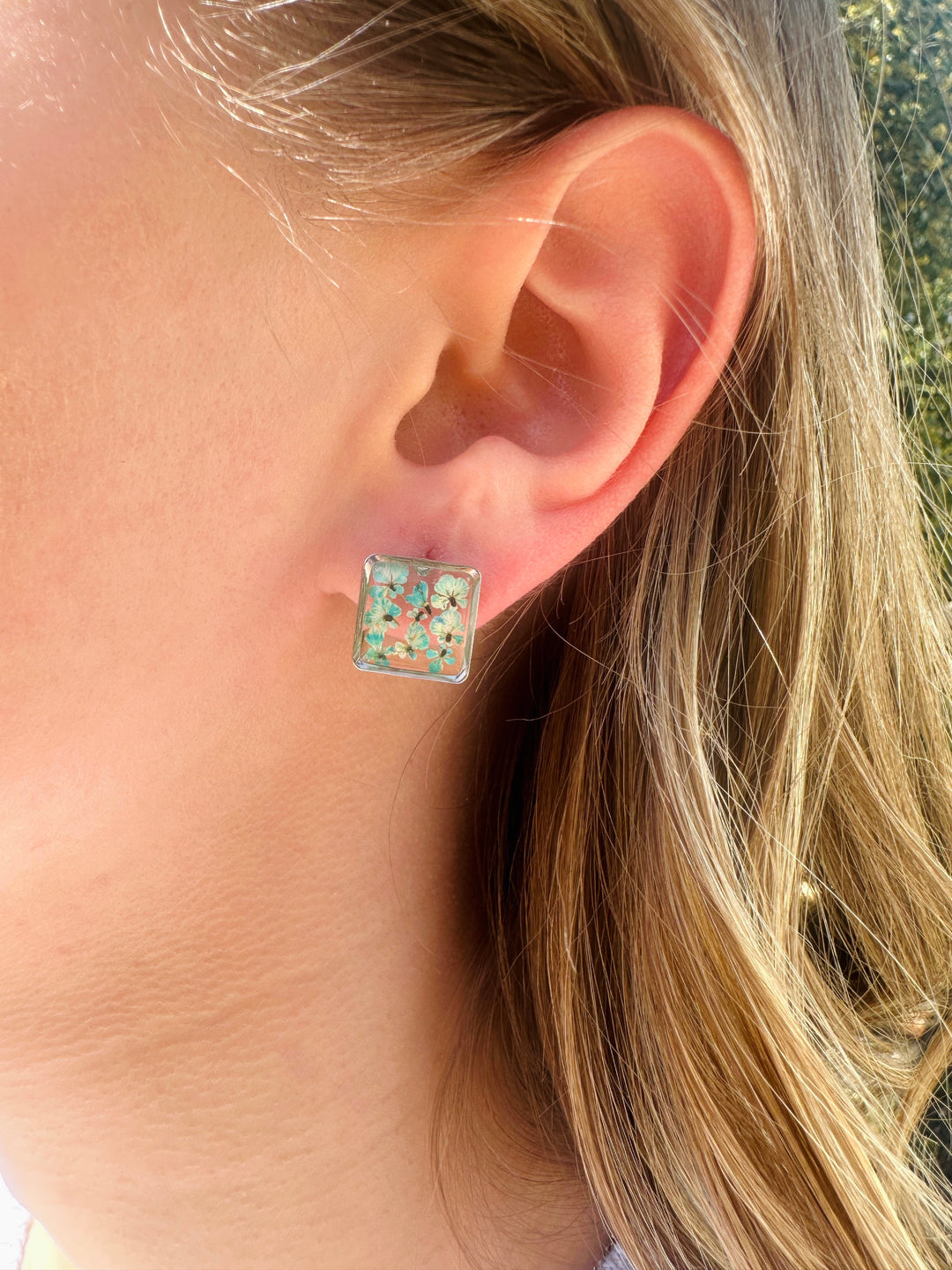 Earring | Teeny Weeny Square Blue 